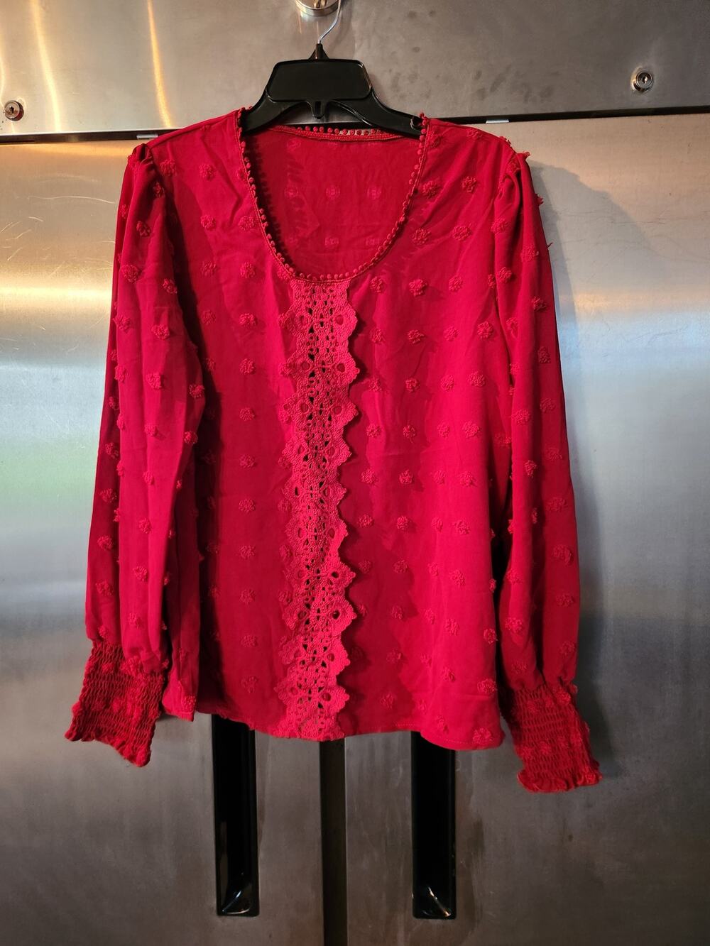 Shein Textured Knit Top Women's Size XL Red